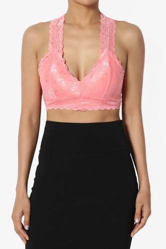 TheMogan S~3XL Racerback Floral Lace Lined Bralette Layering Bra Crop Tank Top - Picture 189 of 218
