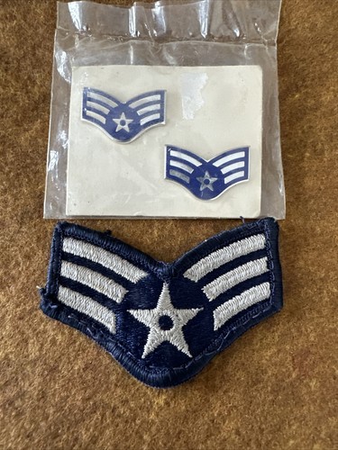 USAF Air Force E4 Senior Airman Military Spilla da Bavero Patch Vintage Set - Foto 14 di 18