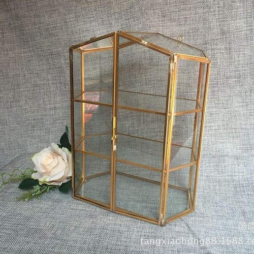 Vintage Clear Glass & Gold Metal 3 Tier Display Box/Dresser Top Jewelry Storage - Picture 3 of 7