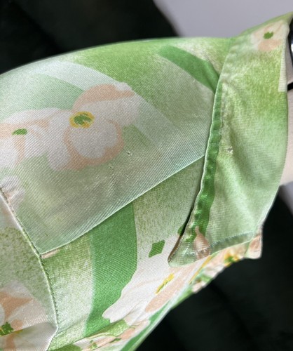 Carole Joanne Fashion 1970s Shirt Green Floral Point Collar Button Down LS Used - Bild 4 von 8