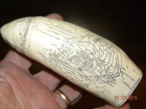 HISTORISCHE " BRANDENBURG " 5 " Scrimshaw Pottwal Zahn Harz Reproduktion - Bild 5 von 7