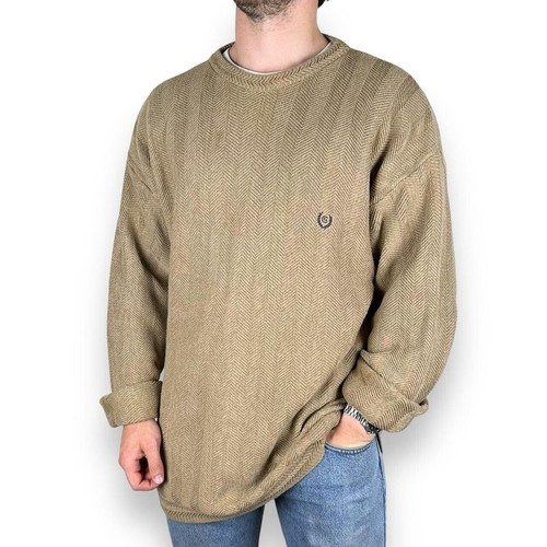 Vtg Chaps Ralph Lauren Knit Sweater Jumper, Crew Neck, Tan, Fits XXL (SWT913)