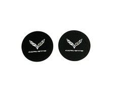 Corvette (2 pc) Car Cup Holder Mat Pad Silicone Coasters Black 2.75"