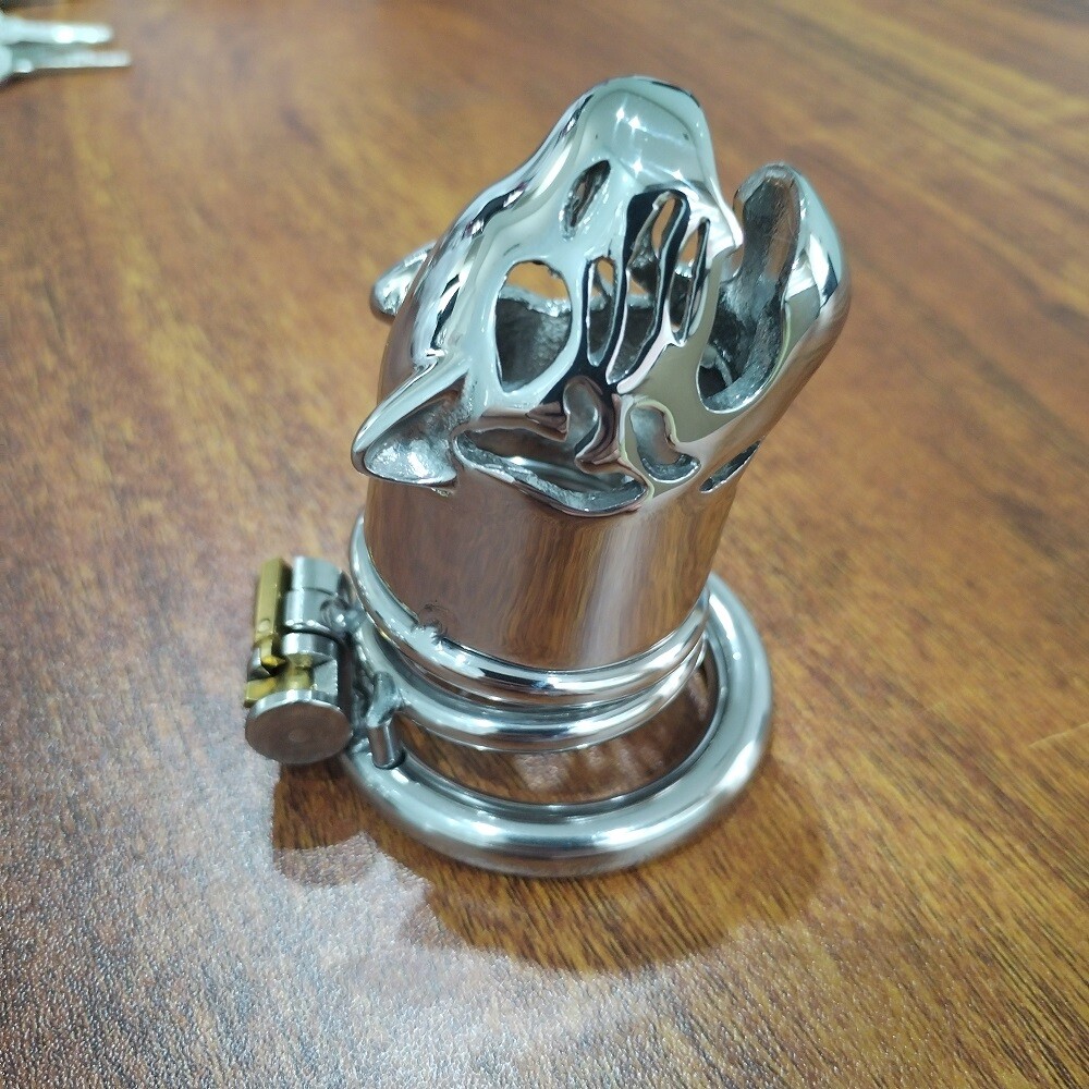 Stahl Bondage Lion Keuschheitskäfig mit einem Ring Keuschheits Gerät Trainer SM