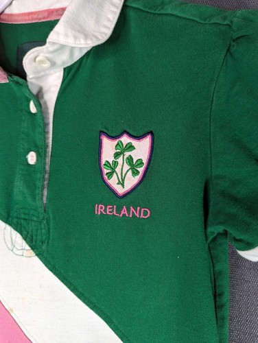 Ireland Rugby Shirt Girs 7  8 Lansdowne Heritage Collection Green Pink IRFU - Picture 3 of 7