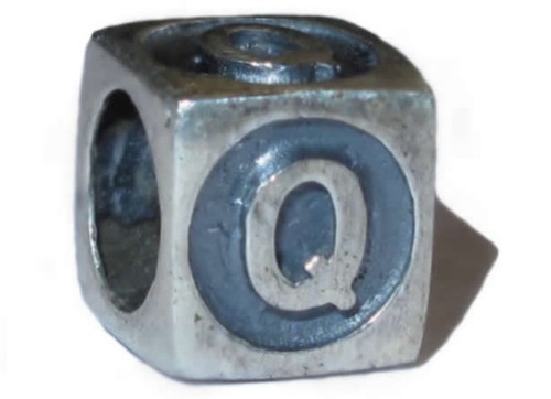 Charm Bead, Perle, Anhänger für Sammelarmband. 925er Silber. Buchstabe Q - Bild 1 von 2