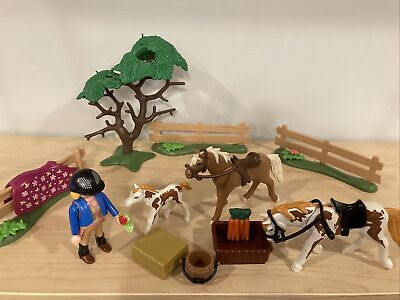 forståelse Blandet Elendighed 2011 Playmobil 5227 Set Country Paddock w/ Horses &amp; Foal Fencing Hay  Carrots | eBay