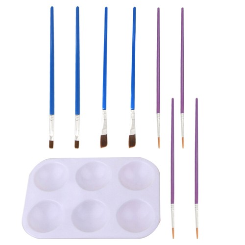 Juego de 9 piezas de pinceles paleta modelo pintura hecha a mano pinceles en miniatura para niños - Imagen 11 de 12