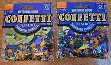 2  "Witching Hour" Halloween Jumbo Confetti Pkgs-Witch Stars Cat Moon🐈‍⬛ 1 oz