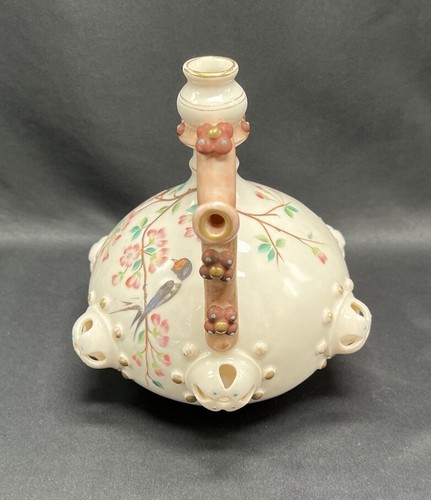 "Antiguo Royal Rudolstadt Raise Ewer flores rosas pájaros pintado a mano 7,5"" único" - Imagen 3 de 10