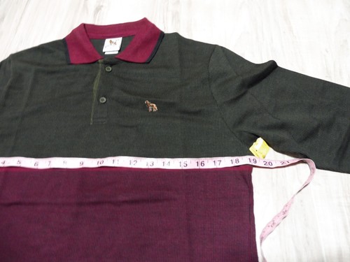 vtg 1970s COYOTE Argo Polo Shirt MEDIUM SLIM Poly Cotton NEW Red Green USA - Picture 10 of 14