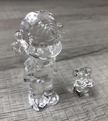 Cartoon Glass Figurines Set Japanese Manga Girl & Dog Transparent Glass Figurine - Picture 3 of 12