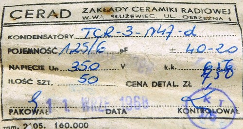 Rotary ceramic capacitor 1,25pF-6pF 350V TRIMMER CERAD Warszawa 1968r. [0622] - Zdjęcie 13 z 13