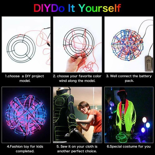 Neon LED Lights Glow EL Wire String Strip Rope Tube Decor Car Party + Controller - Picture 10 of 18