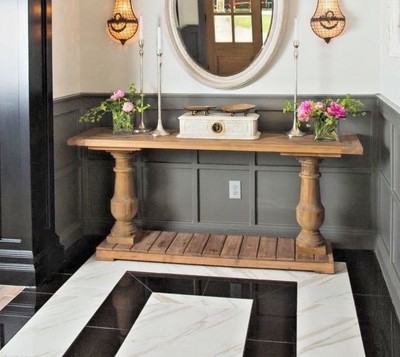 Xl Restoration Hardware Replica Salvaged Pedestal Barade Sofa Console Table Ebay A Beautiful Piece Which Can Be Used As Console Or Desk The Corbels Are An Aged Gray In Color Not Dark Brown Shown On Restoration