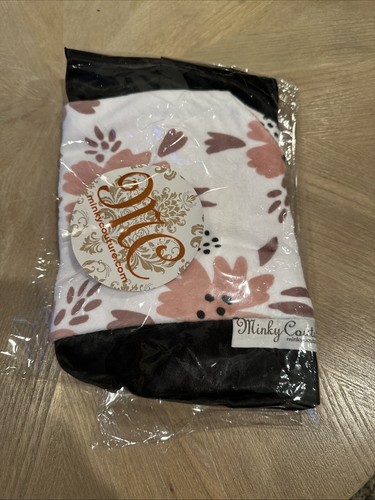 Minky Couture Baby Lovey rosa schwarz SO WEICH Sicherheitsdecke Blumen