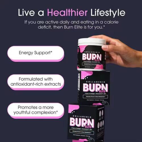 Collagenic Burn Elite, Collagen Peptides Infused Thermogenic Fat Burner 60 Ct - Picture 2 of 12