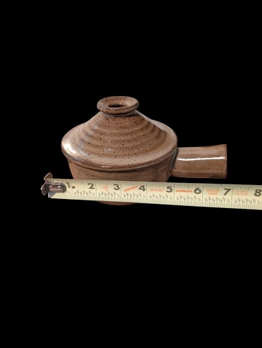 Set Of 2 Vintage MCM Pottery Crocks with Handles & Lids-Onion Soup Bowls Brown - Picture 3 of 16
