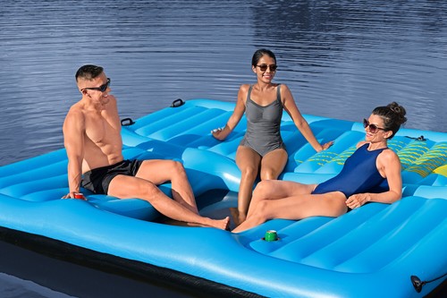 Badeinsel Schwimminsel 5 Personen Summer Slide mit Wasserrutsche 376 x 311 cm - Bild 10 von 12