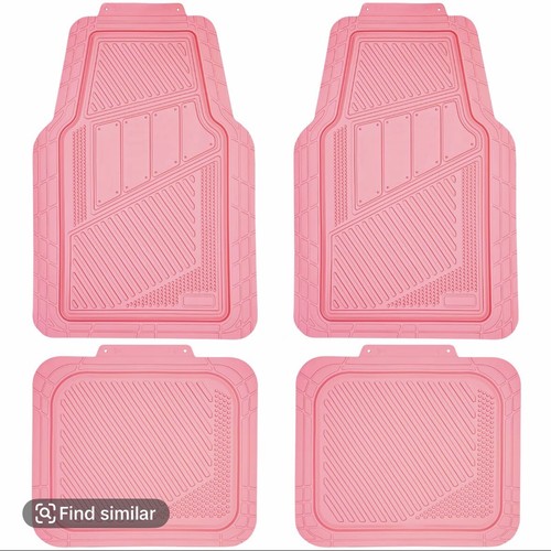 CAR PASS 4pcs Heavy Duty Rubber Floor Mats Pink 4-Piece Car Mat Set - Picture 1 of 9