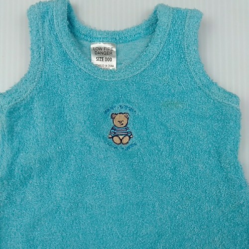 Bonds Baby Bodysuit Romper Size 000 Singlet Teddy Bear Aqua Blue Terry Toweling - Picture 5 of 7