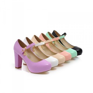 Womens-Candy-Colors-Mary-Janes-Round-Toe-Lolita-Chunky-Block-Heels-Party-Shoes