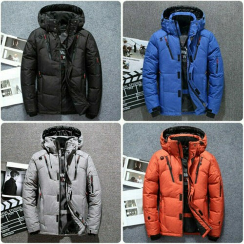 Men Winter Warm Duck Down Jacket Ski Snow Thick Hooded Puffer Coat Parka - Picture 7 of 19