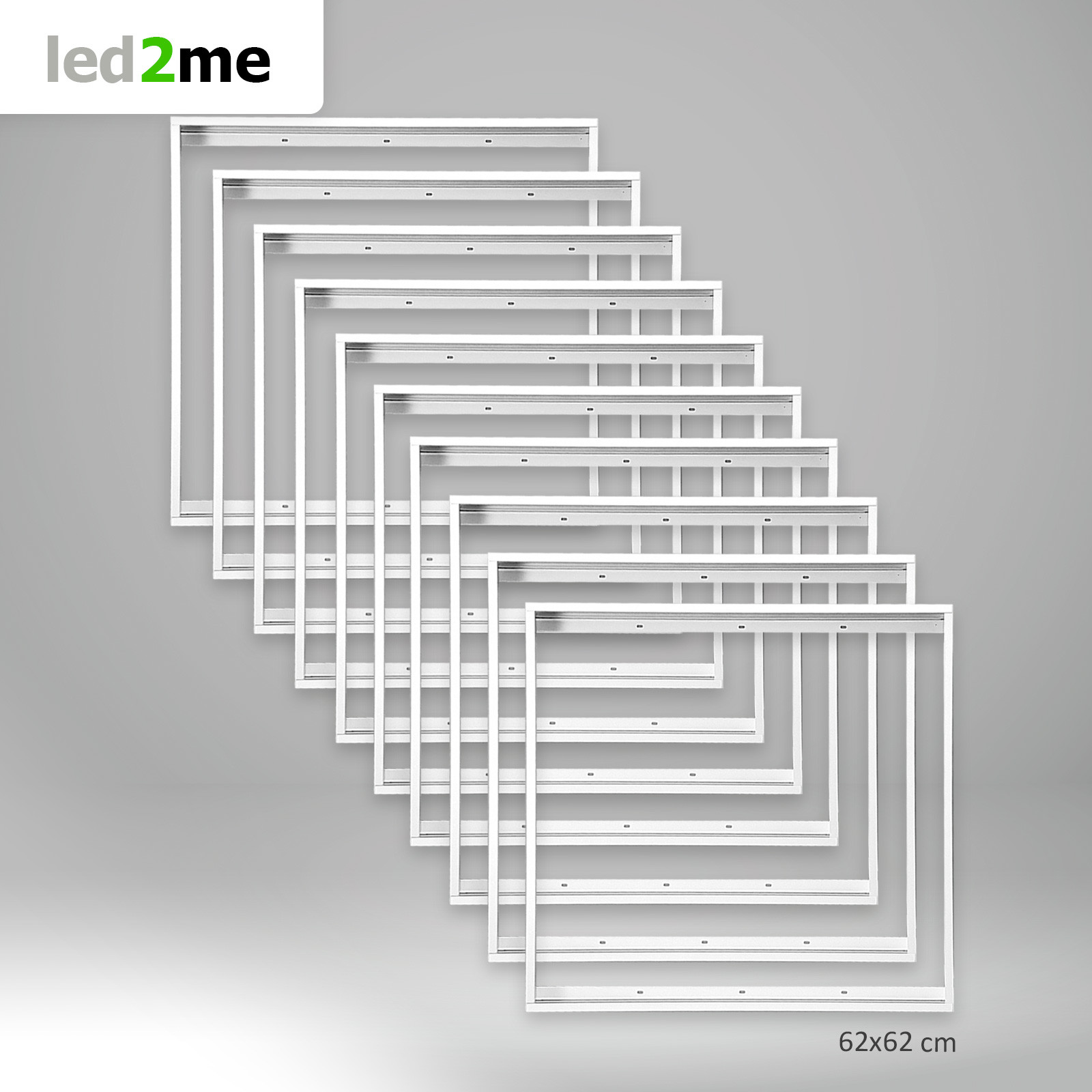 10x Xtend LED Panel Rahmen 62x62cm 620x620mm Farbe Weiß Aufbaurahmen Alu 10x Xtend LED Panel Rahmen 62x62cm 620x620mm Farbe Weiß Aufbaurahmen Alu