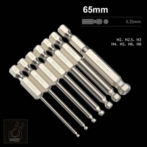 1/4" Shank Hex Magnetic Screwdriver Drive Drill Bits Ball Head H2/2.5/3/4/5/6/8 - Picture 8 of 33