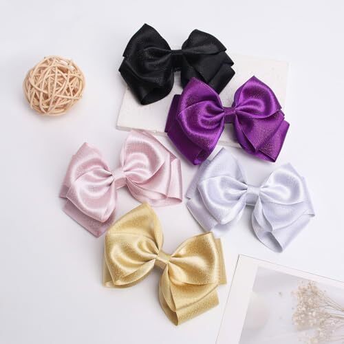 4.5-Inch Hair Bows Alligator Clips Delicate Satin Hair 2Pcs-Deep Purple - Bild 7 von 7