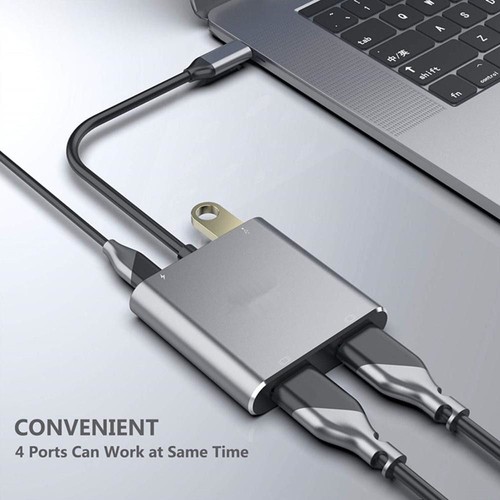 Type-C to Dual HDMI USB C Hub Adapter 4 in 1 Docking Station For Laptop Phone PC - Picture 9 of 12