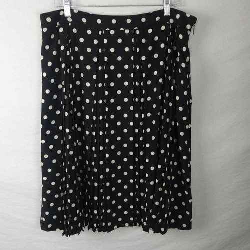 Karl Lagerfeld Paris Dot-Print Polka Dot Falda Plisada Negro Blanco Plus Talla 16 - Imagen 2 de 8