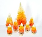 LOT 8 Mini CANDY CORN HALLOWEEN Miniature Ombre Sisal Bottle Brush Trees
