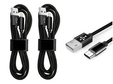2x USB Cable Type C USB 3.1 for ZTE Sequoia Z982 / Blade Z MAX / ZMAX PRO 2