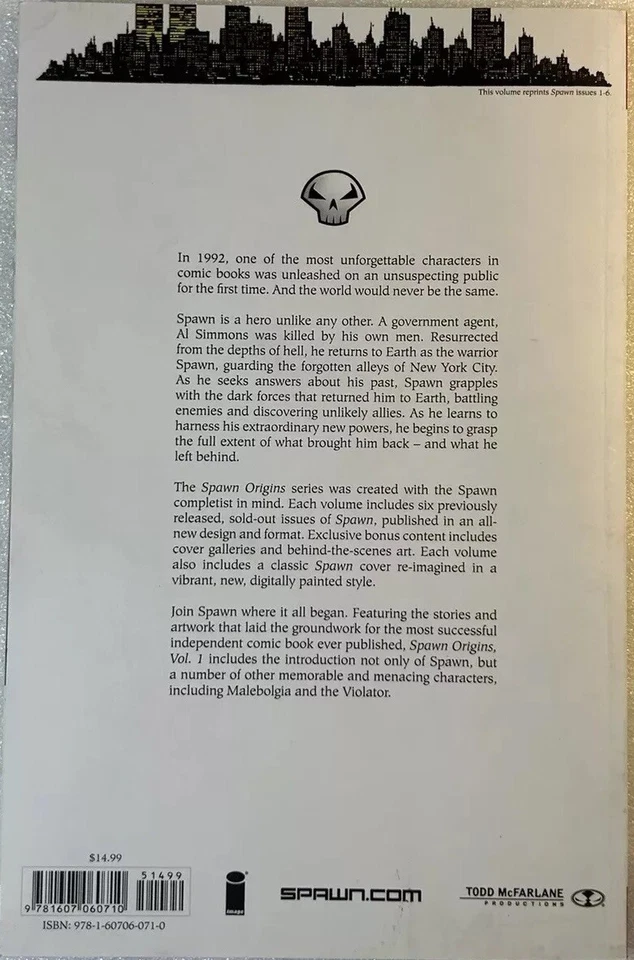 Cómics de imagen de Todd McFarlane 2016 Todd McFarlane Trade Prbck de Spawn Issues 1 a 6 Origins Vol 1 Foto 3 de 4