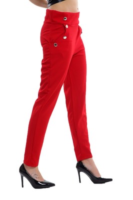 NewWomen Ladies High Waist Straight Causal Button Trousers New Design Sizes 8-26