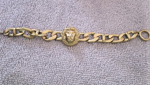 Pulsera de eslabones de cadena cubana vintage con cabeza de león de Anne Klein años 80 - Imagen 1 de 4