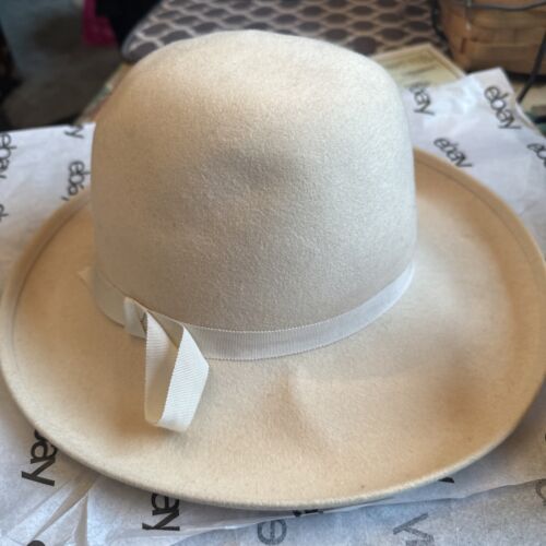 The Paris Boutique Ritz Women’s Vintage 100% Wool Cream Off-White Hat - Picture 4 of 10