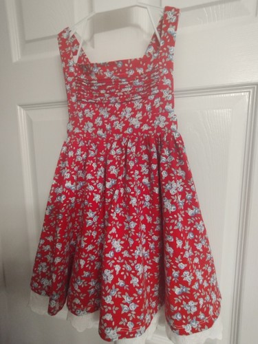 Sweet Honey Red Dress Blue Roses White Lace Fourth Of July 2 Piece Girls Size 6 - Picture 9 of 18