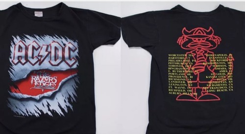 Vintage AC-DC tour-shirt razors edge classic rock nineties metal band tee - Picture 2 of 9