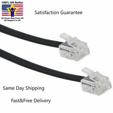 5 Pack Lot 7ft Telephone Line Cord Cable 6P4C RJ11 DSL Modem Fax Phone Black