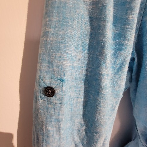 Dialogue Womens Shirt Dress Plus Size P1X Blue Linen Blend Belt Button Down*NWT! - Picture 6 of 11