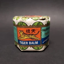 VINTAGE Eng Aun Tong TIGER BALM Singapore Jar wrapped in Original Paper Label