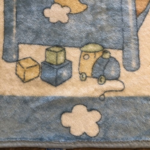 Vintage of Baby Mink Boy Baby w/Clouds Teddy Bears Plush Blanket 53 X43 - Picture 4 of 7