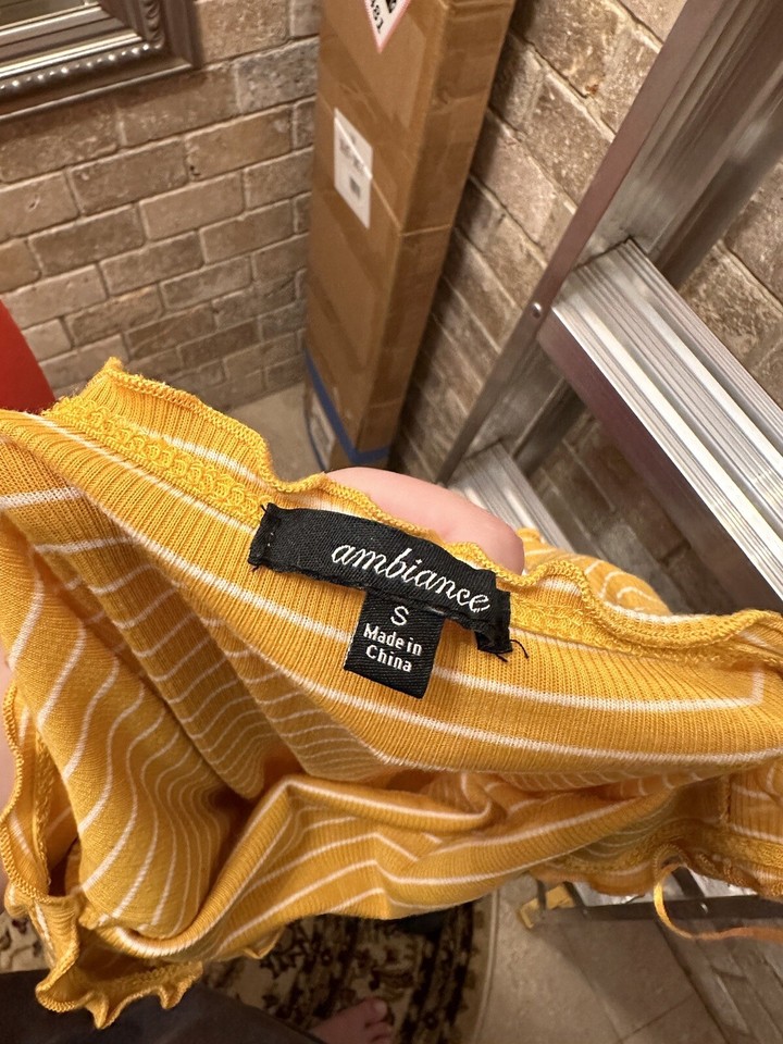 Yellow And White Striped Bodycon Dress Size S eBay