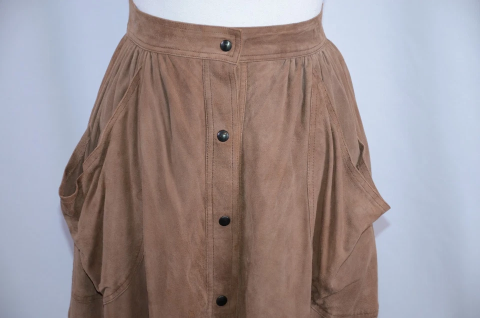 Fendi Women's Skirt Sz 38 Suede Brown Long Italy Career Boho Gypsy Large Pockets - Image 2 of 4