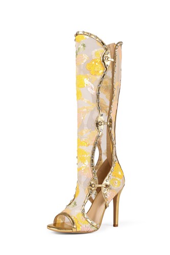 Womens Open Toe Knee High Boots Sandals Hollow Out Stiletto Heel Runway Occident - Picture 19 of 19