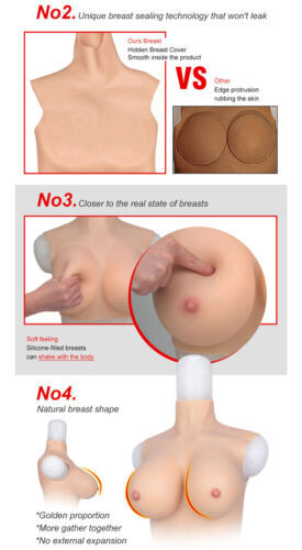 Realistic BCDEG Cup Silicone Breast Forms Fake Boob For Crossdresser Drag Queen - Picture 24 of 36