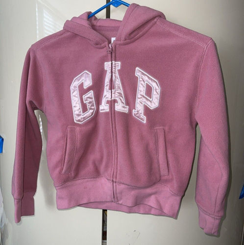 Gap Kids Girls Soft Fleece Logo Zip Up Hoodie Jacket Size: M (8) Heather Rose - Picture 2 of 6