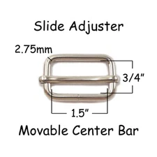 1.5" Metal Slide Tri-glide Purse Strap Adjuster Buckle - Movable Bar - Pick Qty.
